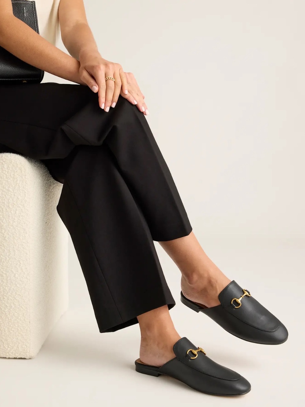 Quince Italian Leather Horsebit Loafer Mule Plush Comfort